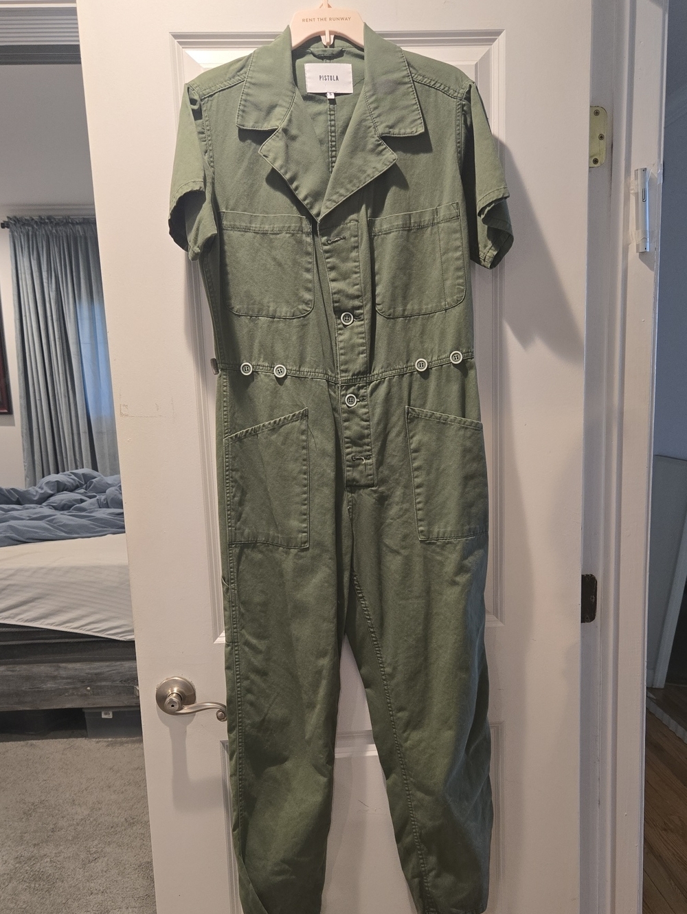 Pistola Olive Green Short-Sleeve Utility Jumpsuit